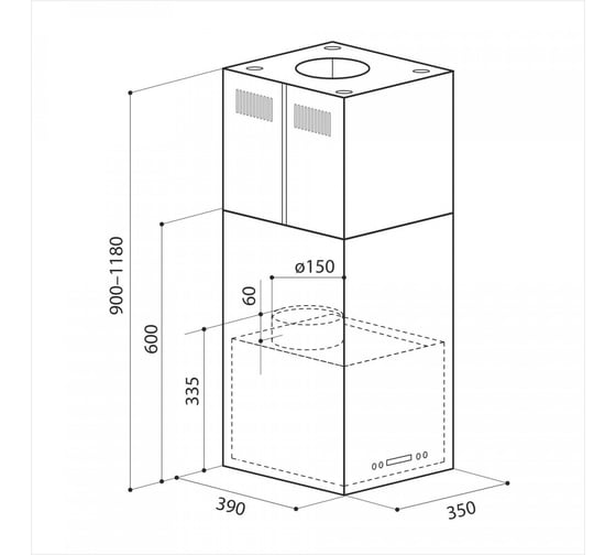 Вытяжка Lex Tubo Quattro Isola 350 Inox CHAT000046