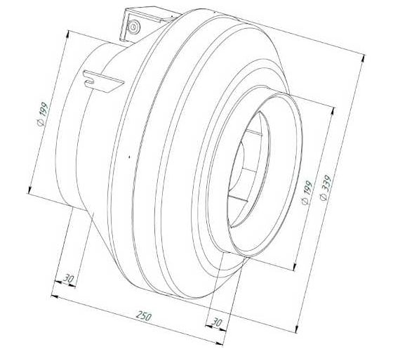 Канальный круглый вентилятор Naveka V(AC1/D)- 200 (пластиковый корпус) УН-00006115