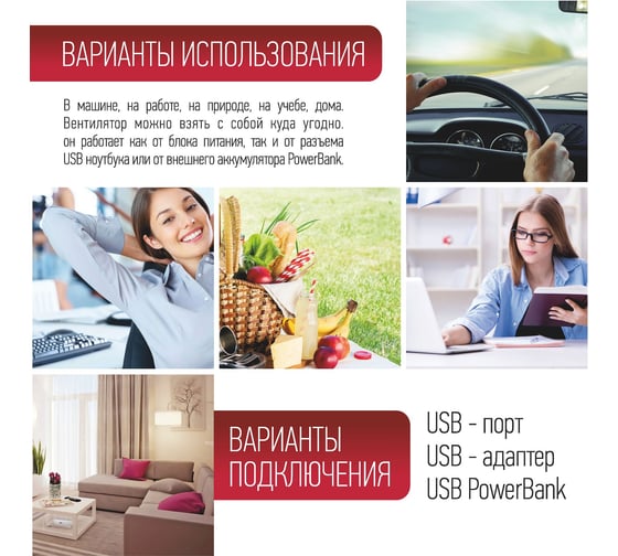 Вентилятор ENERGY EN-0610 USB (настольный, аккумулятор) белый 103932