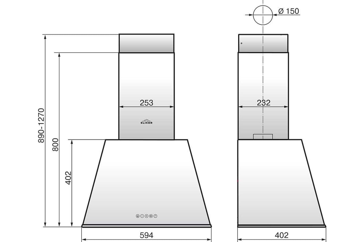 Вытяжка для кухни elikor 60 купольная