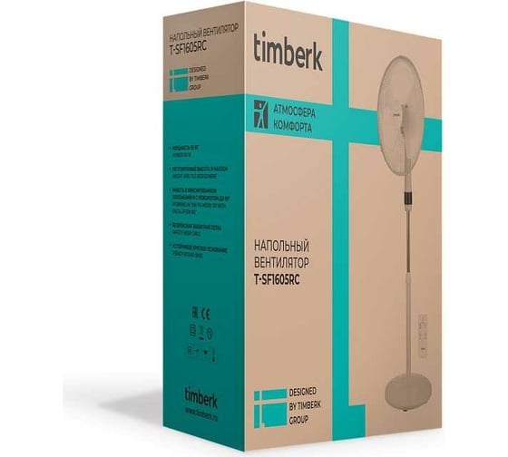 Напольный вентилятор Timberk 16", белый, с LCD T-SF1605RC