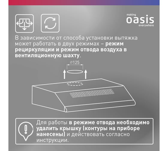 Подвесная кухонная вытяжка OASIS PО - 50W