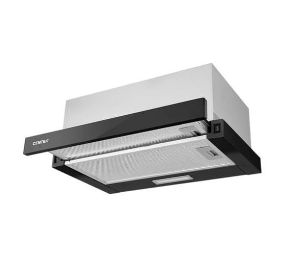 Вытяжка Centek черный ширина 50см. слайдер, 600 м3/час (67 Вт), 2 скорости, LED CT-1840-50 Black