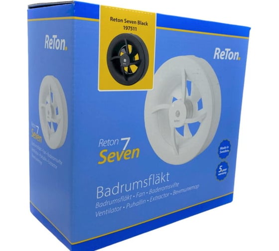 Вытяжной вентилятор RETON Seven Black, d100мм, 7 режимов, Швеция 197511