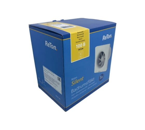 Вытяжной вентилятор RETON Silent-100 В с обратным клапаном, Великобритания 197530