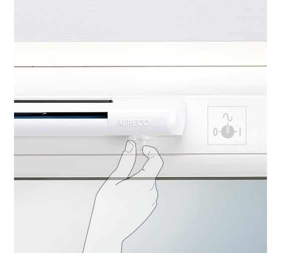 Комплект: оконный приточный клапан и козырек AERECO EMM2 AS, цвет белый ЕНМ1282