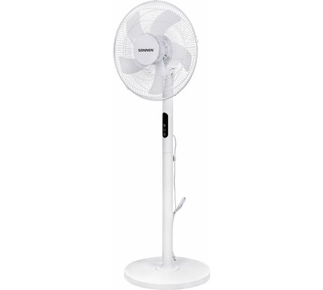 Напольный вентилятор SONNEN Fs40-a999, Led дисплей, пульт Ду 50 Вт, 3 режима, белый, 455735
