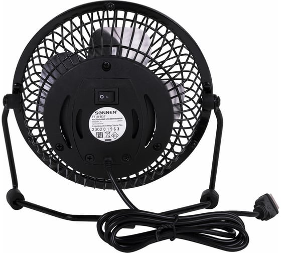 Настольный вентилятор SONNEN Usb Ft10-b37а, d=10 см, 2,5 Вт, металл, черный, 455733