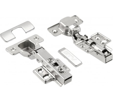 Петля накладная встроенный доводчик, планка на 4 шурупа, без еврошурупа 100 шт GTV ZM-INHC09H04-BE-2BAG