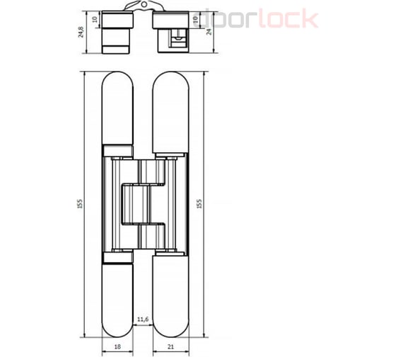 Петля скрытая Cemom Moatti estetic 1821/a 3d 8060 матовый хром, регулируемая, вес полотна до 80кг, 18x155+21x155мм 51547