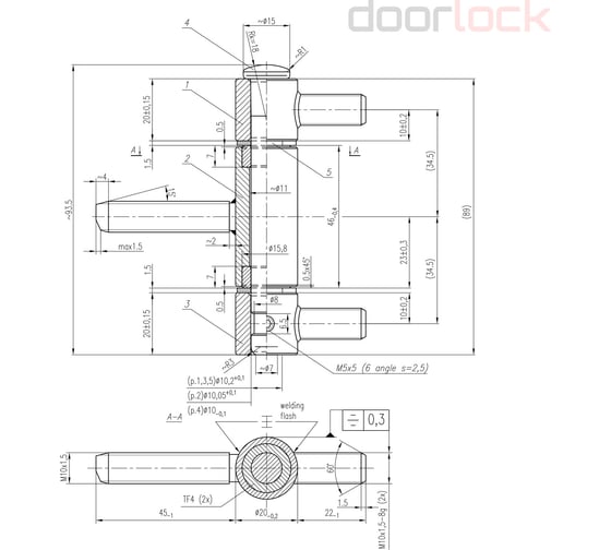Петля Cemom Moatti dl ebp773-0/22ax45ax22a tf4 8050(в сборе) никелированная для стальных дверей, противосъемная с регулировочными шайбами 51503