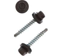 Саморезы кровельные ТУНДРА krep с буром 4.8x35 мм, темно-коричневый 1 кг 7156738