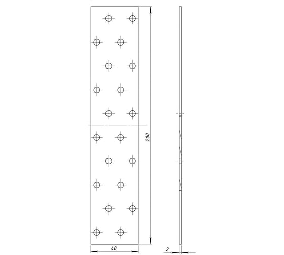 Крепежная пластина ТУНДРА 40x200x2 мм, цинк, в упаковке 1 шт. 5296475