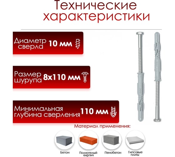 Дюбель-гвоздь ТУНДРА RDR, рамный, 10x100 мм, 50 шт. 9500818