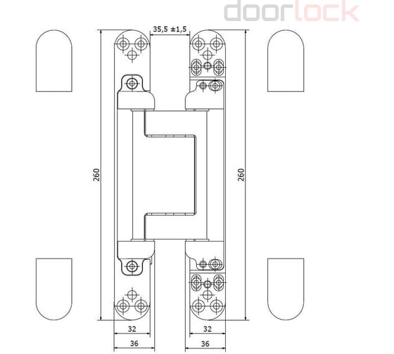Скрытая петля Cemom Moatti cemom estetic 200/a 3d 8060 матовый хром, регулируемая, вес полотна 200 кг, 36x260 мм 51538