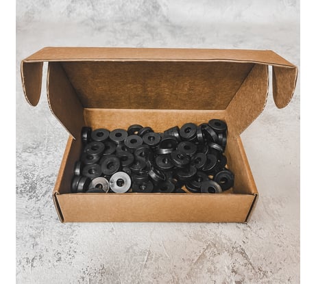 Комплект из ста универсальных пластиковых шайб ВПМ 5 мм, черный 6191347