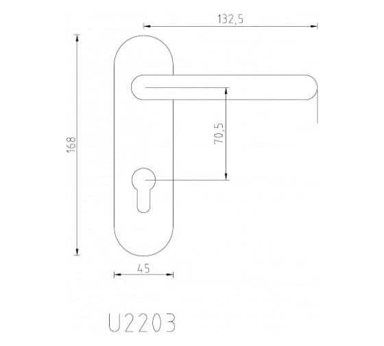 Дверная ручка на планке PALIDORE u 2203-pz72/9-9/inox под цилиндр 98761251