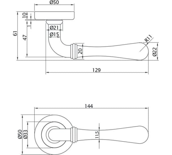 Ручка Doorlock dl звездная линия, fiva m14 ab-sr, античная бронза, a=35-55 мм 73518
