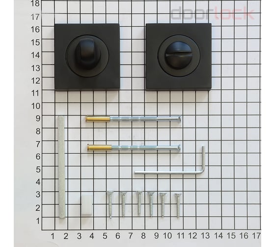 Поворотная кнопка Doorlock dl m08/sy black matt, черная матовая, квадратная розетка, a=35-42 мм, шток 5/8 мм 73584