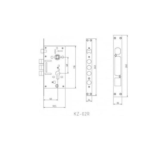 Универсальный замок для китайской двери PALIDORE Kz-02r, 3 ригеля 98761314