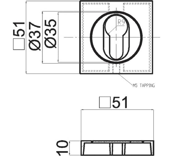 Розетка Doorlock dl m03/s pz black matt черная матовая, квадратная розетка 73574
