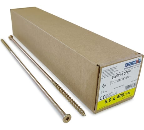 Шурупы Simpson Schmid StarDrive GPR 8.0x400/100 SK TX40 желтый цинк, потайной, 75 шт. 5834740804000070