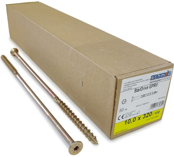 Шурупы Simpson Schmid StarDrive GPR 10.0x320/100 SK TX40 желтый цинк, потайной, 50 шт. 5834741003200001 1