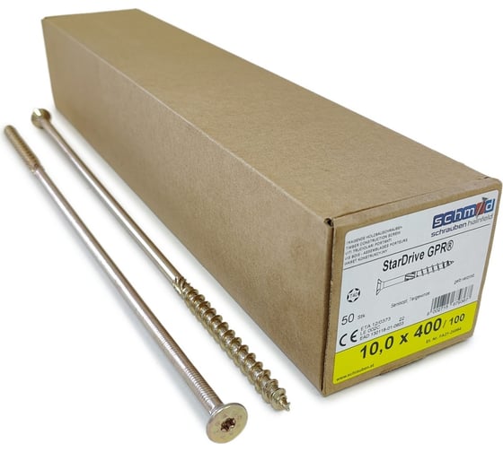 Шурупы Simpson Schmid StarDrive GPR 10.0x400/100 SK TX40 желтый цинк, потайной, 50 шт. 5834741004000001 1