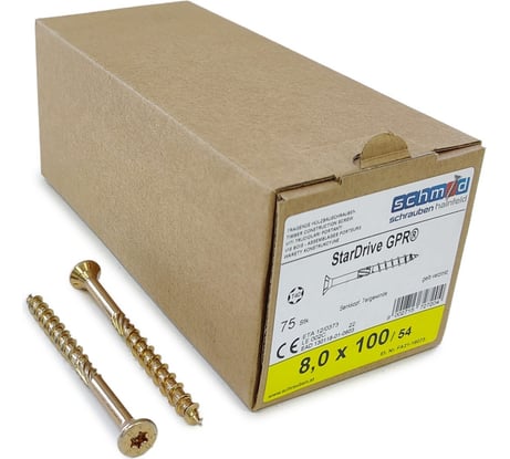 Шурупы Simpson Schmid StarDrive GPR 8.0x100/44 SK TX40 желтый цинк, потайной, 75 шт. 5834740801000070
