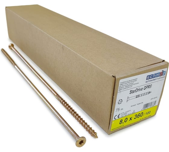Шурупы Simpson Schmid StarDrive GPR 8.0x360/100 SK TX40 желтый цинк, потайной, 75 шт. 5834740803600070 1