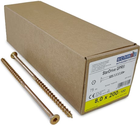 Шурупы Simpson Schmid StarDrive GPR 8.0x200/100 SK TX40 желтый цинк, потайной, 75 шт. 5834740802000070