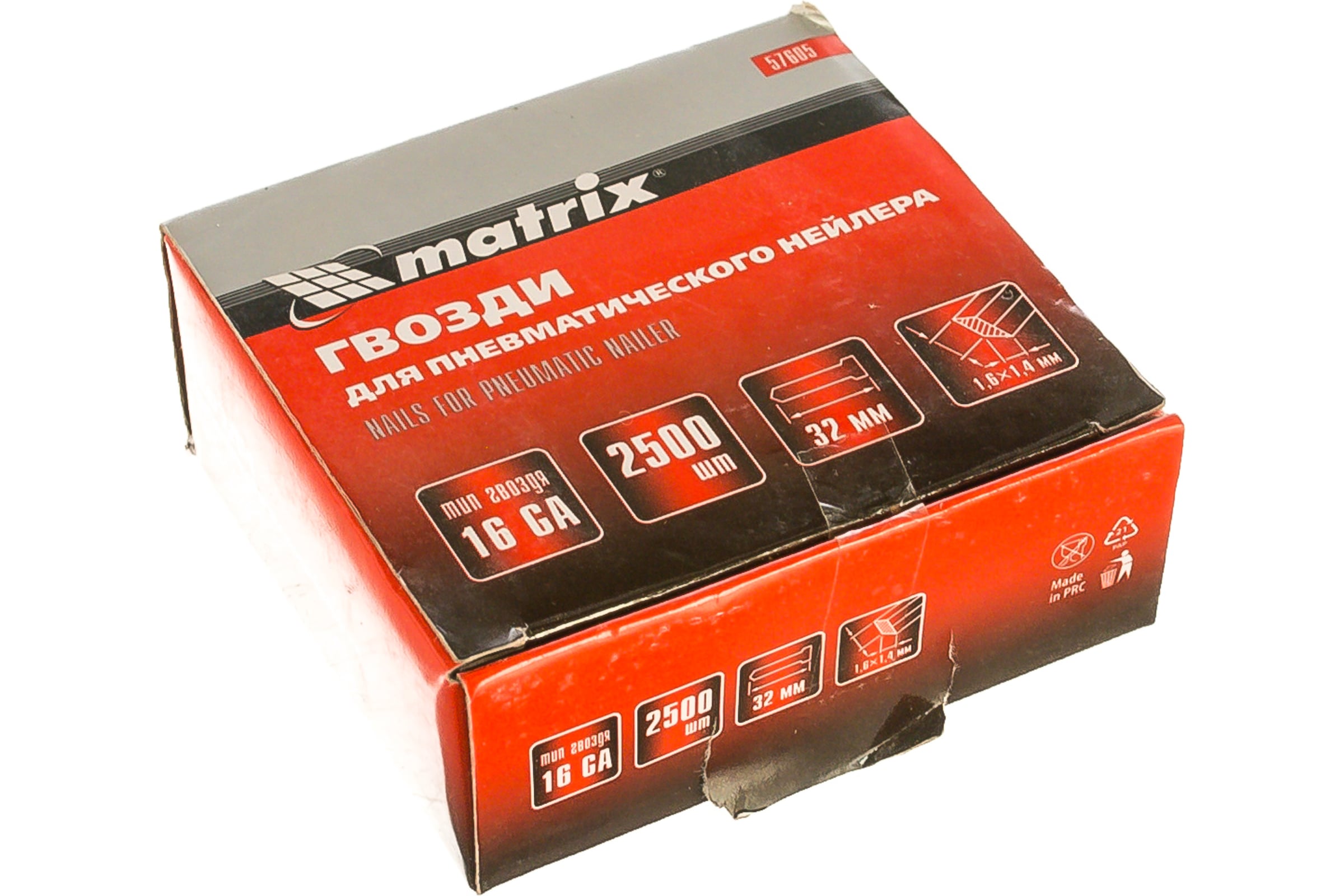 Гвоздидляпневматическогонейлера(16GA,сечение1,6х1,4,длина32мм,2500шт.)MATRIX57605
