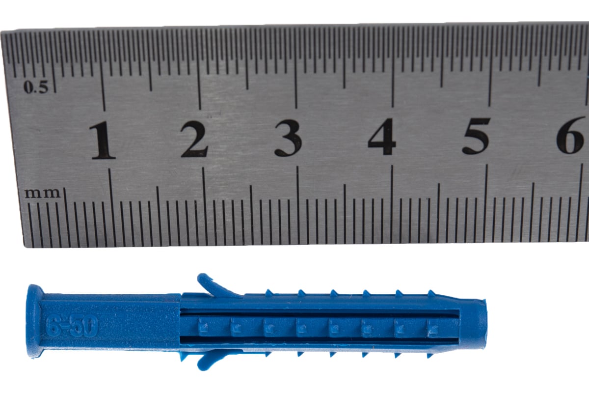 Дюбель распорный 6х50мм, синий, полипропилен, пакет (50 шт/уп) KRANZ