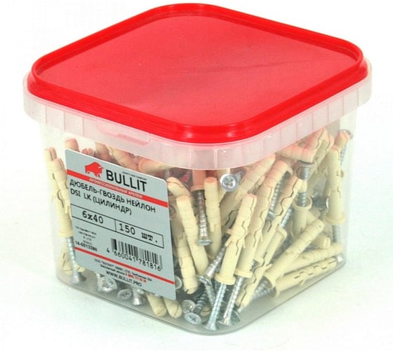 Дюбель-гвоздь Bullit DSI LK цилиндр, 6x40, 150 шт 14-0013390