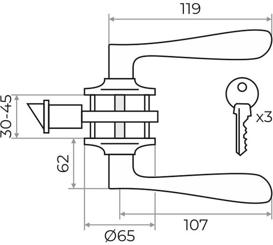 Защелка Marlok ЗВ3-01 ключ, золото 002985