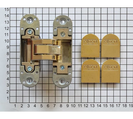 Скрытая петля Cemom Moatti cemom estetic 80/a 3d 8031 латунь, регулируемая, вес полотна 80 кг, 29x111,5 мм 51524