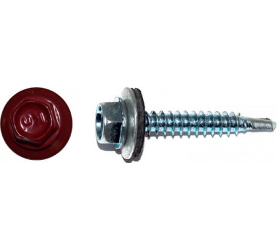 Саморез КРЕП-КОМП кровельный 5,5x25 RAL3003, красный рубин К (3000шт) ск55253003к 1