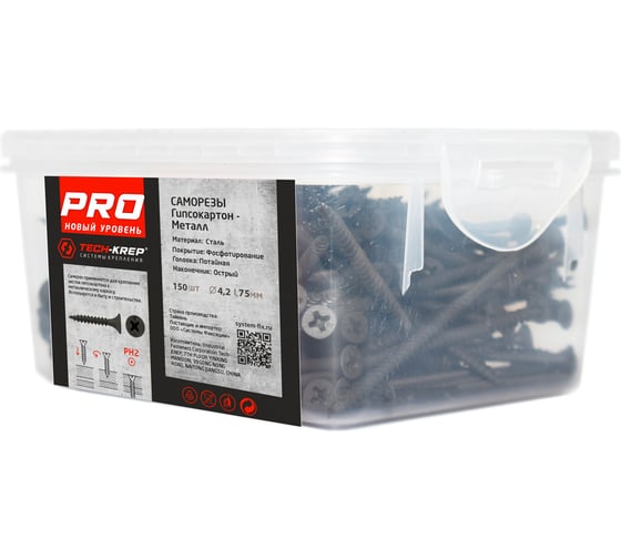Усиленный саморез Tech-Krep PRO СГМ 4,2х75 150 шт. 146497