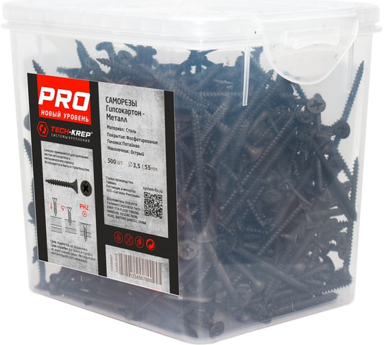Усиленный саморез Tech-Krep PRO СГМ 3,5х55 500 шт. 146491