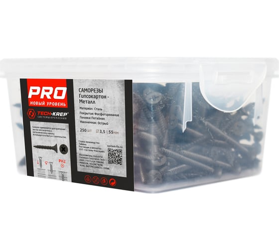 Усиленный саморез Tech-Krep PRO СГМ 3,5х55 250 шт. 146489