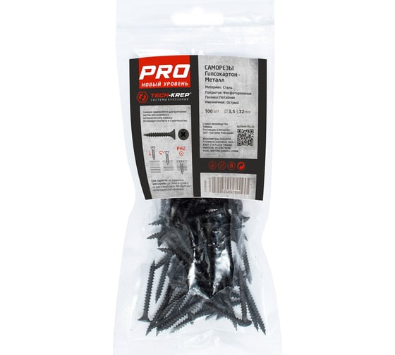 Усиленный саморез Tech-Krep PRO СГМ 3,5х32 100 шт. 146468