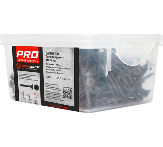 Усиленный саморез Tech-Krep PRO СГМ 3,5х51 300 шт. 146485