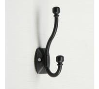 Мебельный крючок ТУНДРА двухрожковый КМ03SH, цвет черный матовый 3853832