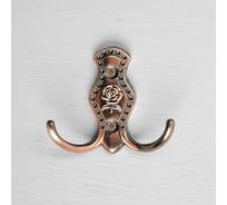 Мебельный крючок ТУНДРА, КМ214AC, двухрожковый, цвет медь 3609792