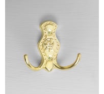 Мебельный крючок ТУНДРА, КМ214GP, двухрожковый, цвет золото 3609790