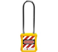 Блокировочный замок Точка Безопасности со стальной дужкой, дисковый цилиндр, высота дужки – 76 мм, диаметр дужки – 6 мм, нейлоновый корпус, размеры корпуса – 45x38x20 мм, цвет – желтый, 1 шт/упак gwr001DS76YEL