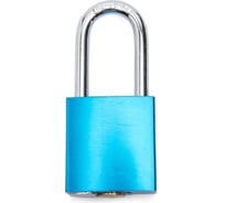 Блокировочный замок Точка Безопасности алюминиевый, пиновый цилиндр, стальная дужка, высота дужки – 38 мм, размеры корпуса – 41x39x20 мм, цвет – синий, 1 шт/упак gwr027PS38BLU