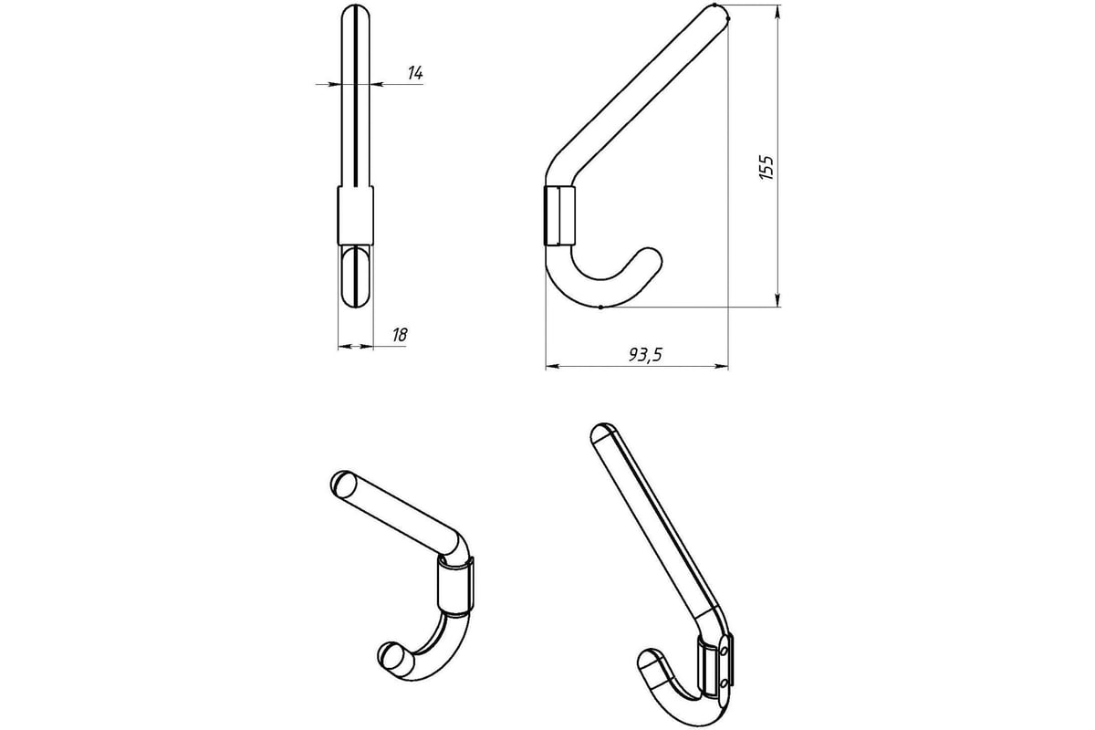 Крючок вешалка размеры