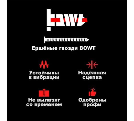 Ершеные оцинкованные гвозди BOWT 3,4x70, 200 шт. C03795