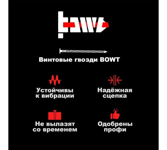 Винтовые оцинкованные гвозди BOWT 2,5x40, 500 шт. C03700